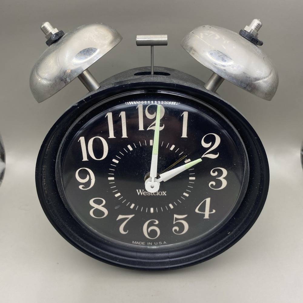 Vintage Westclox Alarm‎ Clock Black Analog Double Bell Wind Up Parts Only